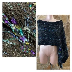 Handmade Textured Knit Poncho / Shawl